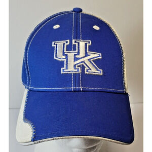 UK University of Kentucky Blue White Hat Baseball Cap Fan Favorite Hook and Loop